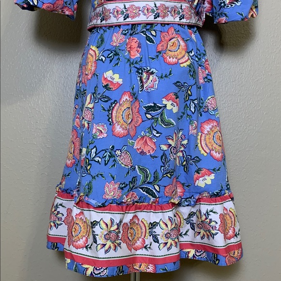 Joie Women’s Baja Blue Floral Puff Sleeve Mini Dress With Belt Summer Chic 4 - Picture 6 of 8